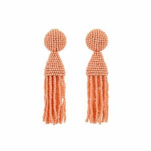 OSCAR DE LA RENTA Short Beaded Tassel Clip Earring